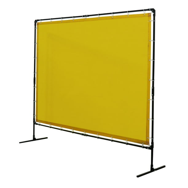 Titan 6’x8’ Welding Screen with Steel Frame Yellow Transparent Safety Curtain TIG MIG Weld Flame