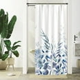 thumbnail image 6 of Shower Curtain Plants for Bathroom,Waterproof Quick-Drying Blue Leaves Shower Curtain Set with Hooks 48x72 Inch, 6 of 14