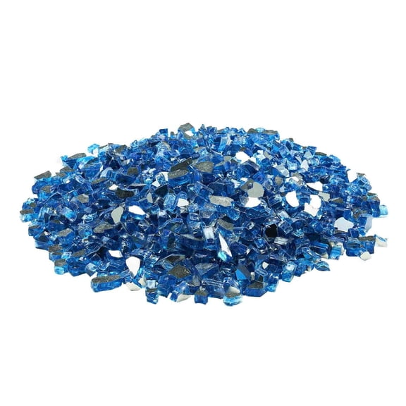Pacific Blue Fire Glass Rocks - 10 LBS Bag, 1/2-Inch Reflective Fire Pit & Fireplace Gems for Indoor/Outdoor Use