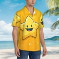 thumbnail image 3 of Fuzoiu Happy Cartoon Star Print Hawaiian Shirt for Men, Summer Beach Casual Short Sleeve Button Down Shirts, Men’s Beach Summer Shirts with Pocket,X-Large, 3 of 7