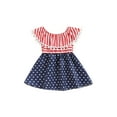 thumbnail image 2 of Aojekbee Toddler Girls Summer Dress Casual 4th of July Star Stripe Print Off-Shoulder Dress for Beach Party Cute Clothes, 2 of 10