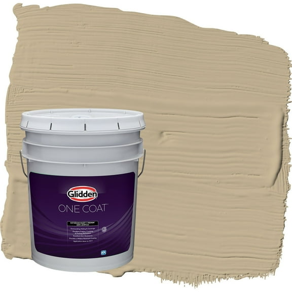 Glidden One Coat Rock Cliffs / Beige Satin Exterior Paint with Primer, 5 Gallon