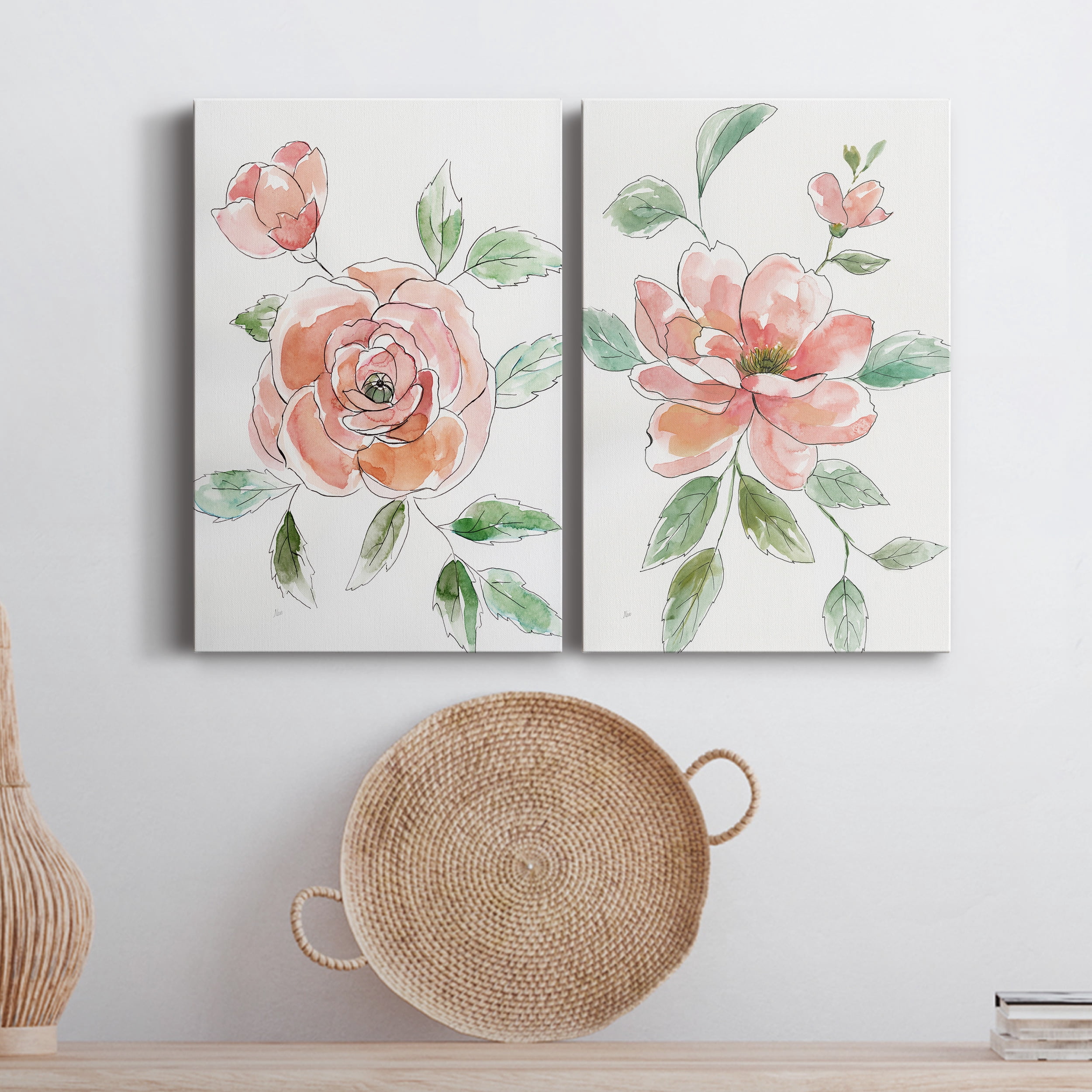 Rose Contour Premium Gallery Wrapped Canvas - Ready to Hang - Set of 2 - 18 x 27 Each