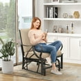 thumbnail image 2 of Costway Elegant Unique Seat Metal Patio Smooth Glider Rocking Chair with Cushion, Tan, 2 of 9