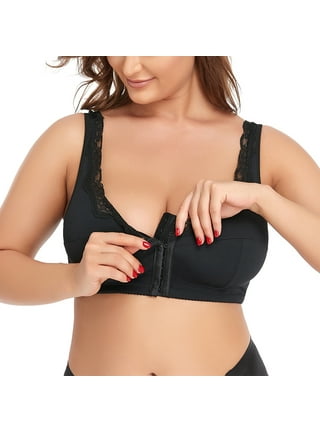 TECOX Zip Up Front Closure Sports Bras for Women Compression Post Surgery High  Impact Cross Back Padded Wireless Bra