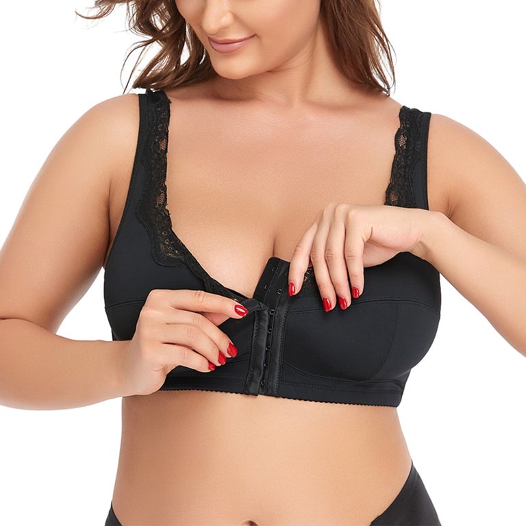 Women Post-Surgical Sports Support Bra Front Closure with Adjustable Straps  Breast Augmentation Bras Compression Bra, Black, X-Large : :  Clothing, Shoes & Accessories
