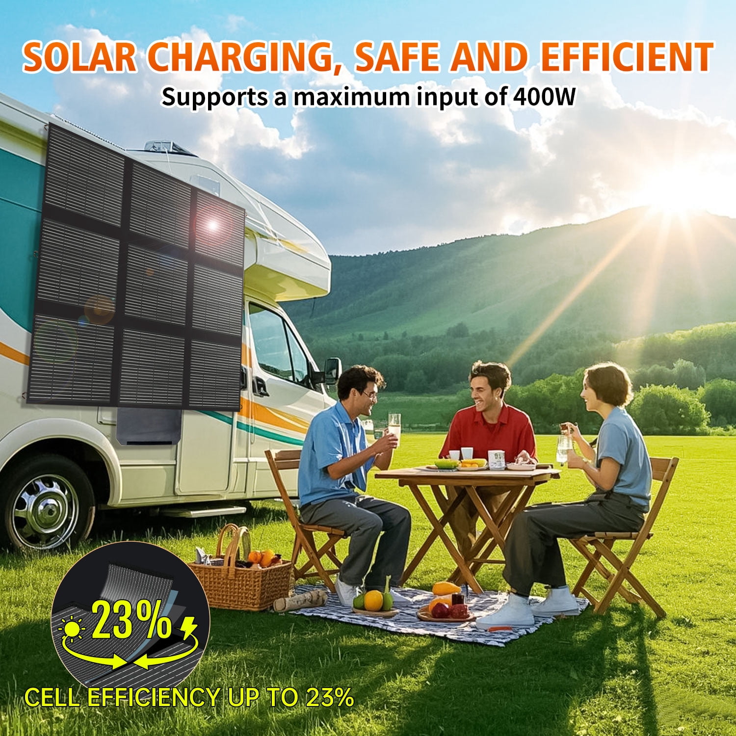 LVYUAN 400W Solar Panel Foldable Solar Charger Portable IP67 Waterproof with MC4 Connector for Camping,  Home, RV, Outdoor, Power Station, off Grid
