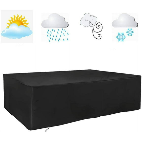 Mictong Waterproof Terrace Table Cover, Rectangular Outdoor Table Cover, Terrace Furniture Cover for Restaurant Furniture, Picnic Coffee Tables and Sofas, Black, 1 piece