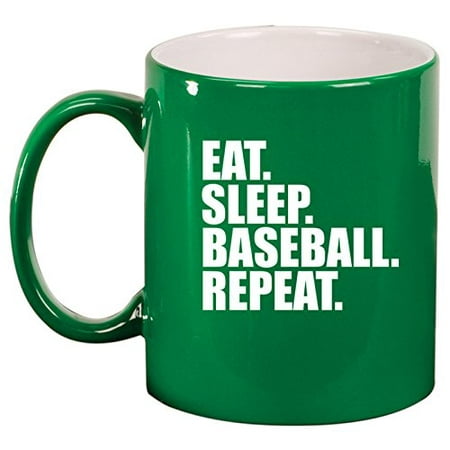 

Ceramic Coffee Tea Mug Cup Eat Sleep Baseball Repeat (Green)