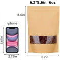 thumbnail image 4 of 50pcs Kraft Paper Bags with Window Resealable Zip Lock Food Storage Bags Heat Sealable Stand Up Brown Paper Pouches for Cookies Coffee Tea 6.2×8.6in, 4 of 8