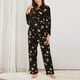 thumbnail image 2 of Balery Red White Flowers Conjunto de Pijama con Estampado para Mujer, Conjunto de Dos Piezas con Manga Larga, Ropa de Dormir Suave con Bolsillos, Pijamas Cómodos-Small, 2 of 7