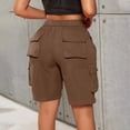 thumbnail image 5 of Bermuda Shorts Womens Cargo Shorts with Pockets Pull on High Waisted Summer Walking Workout Hiking Athletic Petite Knee Length Long Shorts Khaki S, 5 of 8