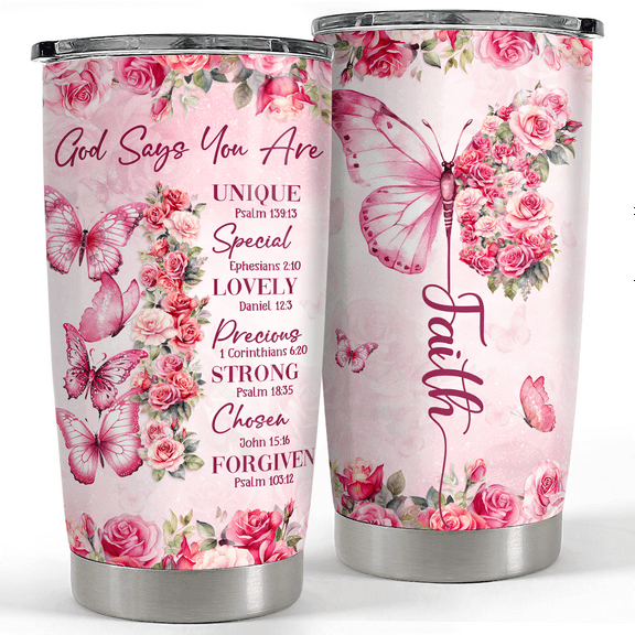 SANDJEST Inspirational Gifts for Women Gods Say You Are Tumbler 20oz Stainless Steel Insulated Coffee Travel Cup Mug Motivational Christian Gift for Women Birthday Christmas