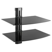 Impact Mounts Double Glass Height Adjustable AV Component Shelf Wall Mount DVD Game Cable Box