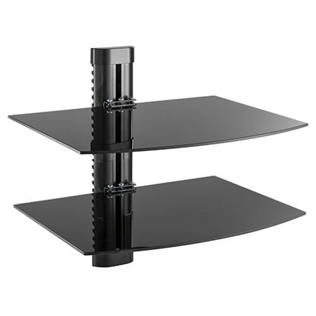 Impact Mounts Double Glass Height Adjustable AV Component Shelf Wall Mount DVD Game Cable Box