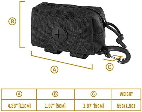 Doggy Poop Bag Holder Zipper Dog Waste Bag Pouch Leash Attachment for Walking Training Running Hiking Black