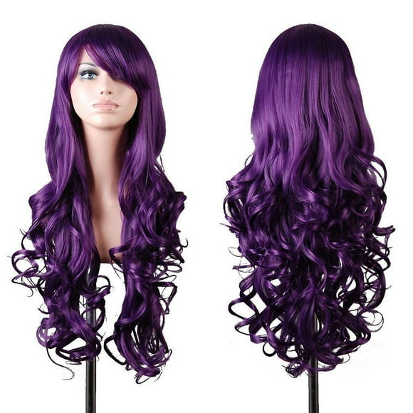 Cosplay Wig For Women With Wig Cap And Comb,32 Inch (dark Purple)