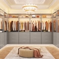 thumbnail image 2 of Aheaplus 4-Piece 96" Heavy Duty Walk-in Closet System - 12 Wood Drawers, 4 Hanging Rods, 4 Shelves, Gray (96"L x 15"W x 80"H), 2 of 6