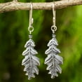 thumbnail image 3 of NOVICA Artisan Handmade Sterling Silver Dangle Earrings 925 Oak Leaf Artisan Crafted Thailand Tree [2.2 in L x 0.6 in W] ' Midnight Oak Leaf', 3 of 6