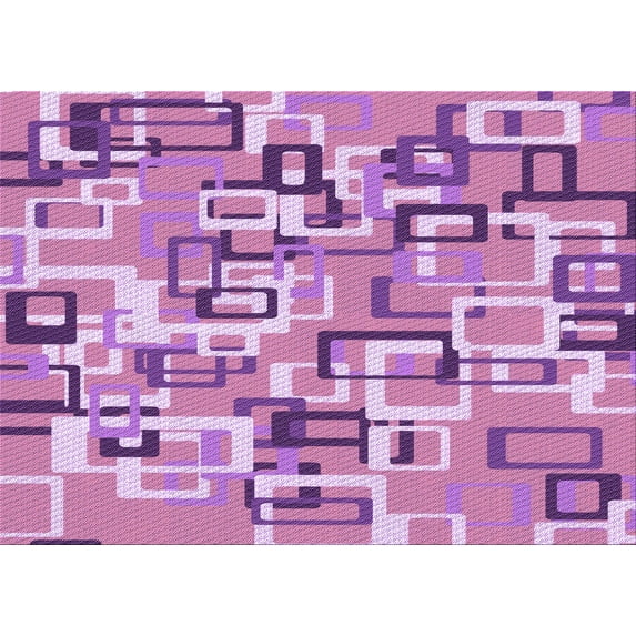 Ahgly Company Indoor Rectangle Patterned Orchid Purple Area Rugs, 4' x 6'