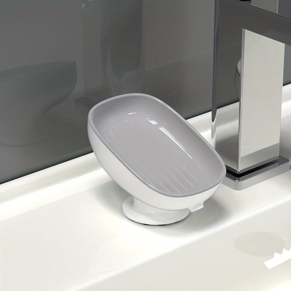 No Drill Wall Mount Soap Holder, Adjustable Soap Dish with Removable Drain Tray, Waterproof Rustproof Soap Organizer for Shower, Bathroom, Kitchen Sink and Countertop Storage