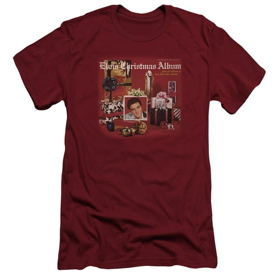 Elvis Presley Christmas Album S/S Adult 30/1 T-Shirt-Cardinal