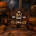 thumbnail image 5 of HAHUT Vintage Light-Up Pumpkins Cottage, Hand-Painted Pumpkin LED House Decor for Autumn Thanksgiving Halloween Tabletop Mantel Shelf Display (Brown), 5 of 7