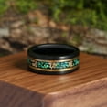 thumbnail image 5 of Blue Opal &gold foil Tungsten Ring Wedding Band Ring Mens Black Brushed Finish, 5 of 6