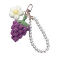 thumbnail image 1 of Llavero de flor de ganchillo hecho a mano con forma de flor y fruta, colgante para bolso con cadena de perlas de imitación, accesorio para niñas y mujeres, llaves y mochila., 1 of 8