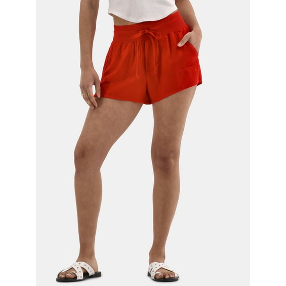 No Boundaries Linen Short, Women's and Women's Plus