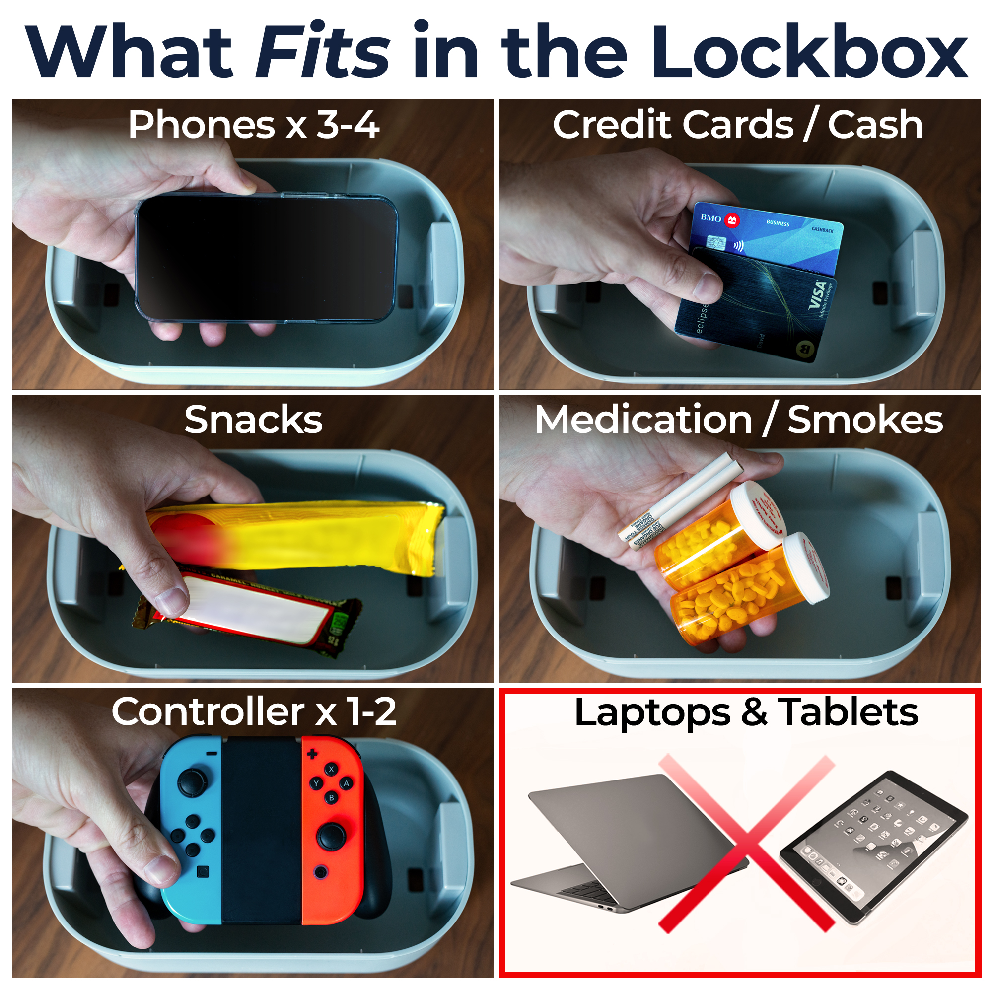 Mindsight Timed Lock Box, Digital Countdown Storage Box with 3 Lock Modes for Phones, Snacks, and Gaming Controllers, Habit and Wellness Tool (Gray)