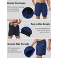 thumbnail image 5 of FEOYA Quick Dry Men's 2 in 1 Running Shorts Male Workout Gym Athletic Shorts Training Shorts Compression Liner Lightweight Outdoor Activewear with Phone Pocket S Blue, 5 of 7