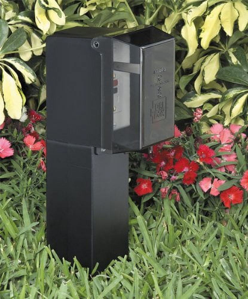GPD19BR-1 Gard-N-Post Low-Profile Outdoor Landscape Lighting Post Enclosure with Outlet Cover, 19.5-Inch, Bronze, 1-Pack