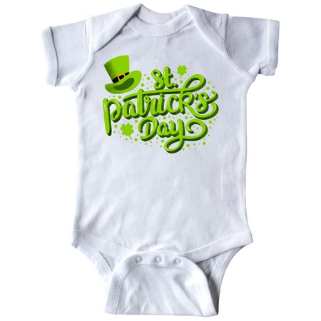 

Inktastic St. Patrick s Day Hand Lettering with Green Top Hat Gift Baby Boy or Baby Girl Bodysuit