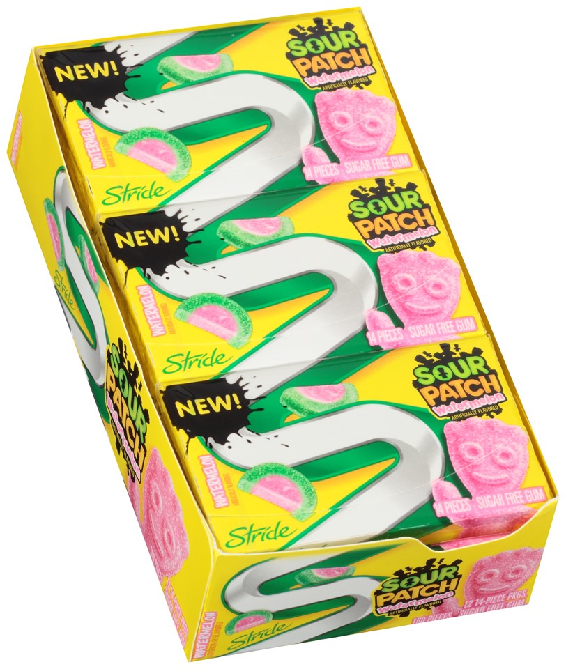 Stride Sour Patch Kids Gum, Watermelon, 14 Pc, 12 Ct