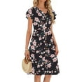 thumbnail image 4 of Fantaslook Women Summer Dresses V Neck Ruffle Sleeve Casual Flowy Sundresses Button Floral Midi Dress with Pockets, 4 of 8