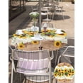 thumbnail image 5 of Hokiten Outdoor Tablecloths with Umbrella Hole & Zipper, Yellow Sunflower Round Tablecloths 60 Inch, Green Leaves Wood Country Vintage Waterproof Table Cloth, Patio/Pool/Picnic Table Covers, 5 of 7