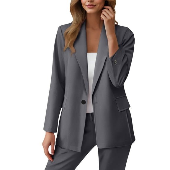 Aofany Two Piece Sets for Women Dressy Long Sleeve Button Blazer Jacket and Straight Leg Pants Suit Buisness Casual Outfits