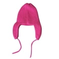 thumbnail image 4 of XIAOCHA Rib‑Knit Earflap Beanie for Women Solid Outdoor Fall‑Winter Headwrap,Red, 4 of 7