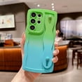 thumbnail image 3 of Compatible with Samsung Galaxy S23 Ultra 6.8" Case, Cute S23 Ultra Phone Case with Wrist Strap Wristband Stand Camera Lens Protect Wavy Frame Soft Shockproof Gradient Cover for Women (Green Blue), 3 of 11