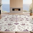 thumbnail image 2 of Design&I 8'x10' Washable Area Rug Vintage Pastel Scroll Border Flower Lilac Dorm Purple Boho Playful for Dining Room, Large Office, Lounge, Snag-Free, 2 of 7