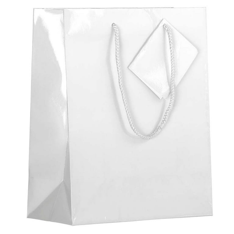 YACEYACE White Gift Bags with Handles, 10pcs 10.5x4.25x8 Gift Bags Medium Size Kraft Gift Bags with Handles White Paper Gift Bags Retail Bags