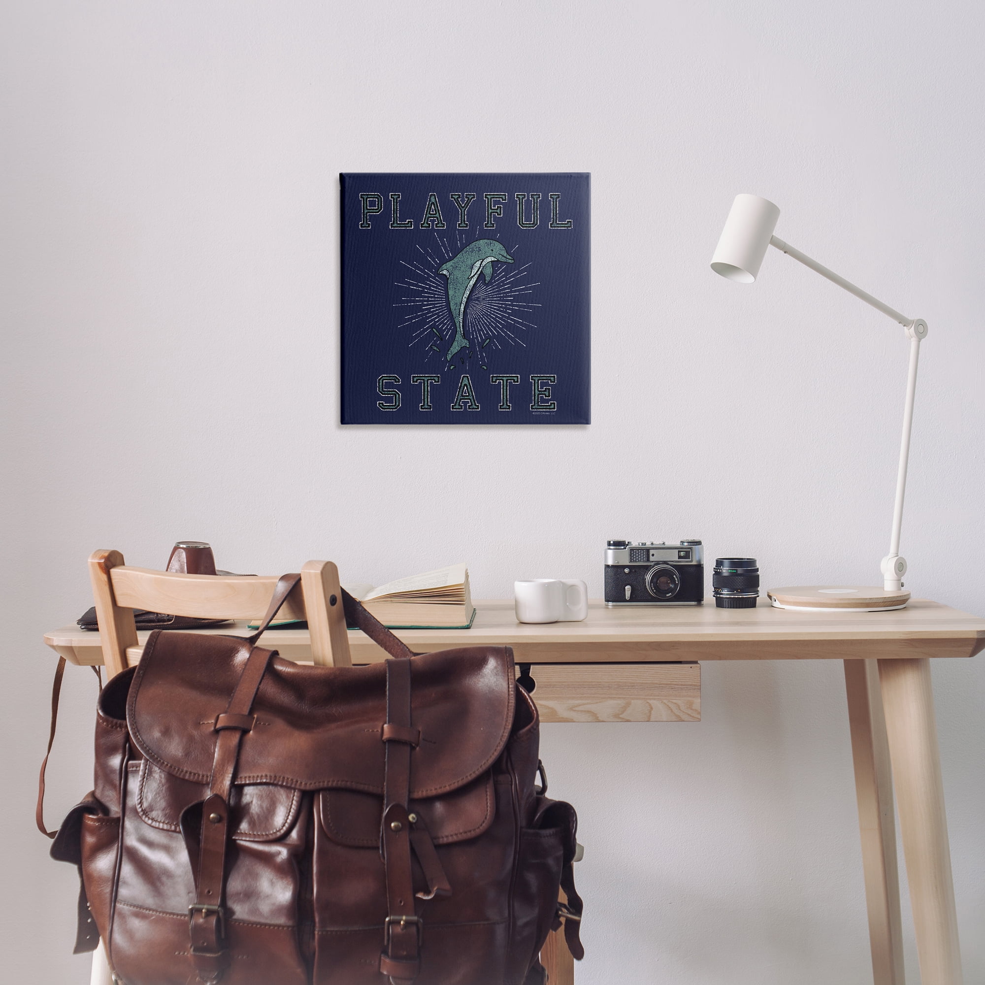 Stupell Industries Playful State Dolphin Novelty & Humor Painting Wrapped Canvas Art Print Wall Art, 24 x 24