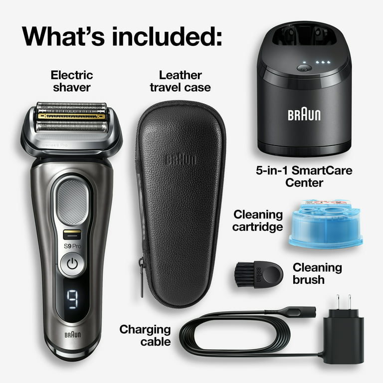 Braun Series 9 Pro 9465cc Rechargeable Wet Dry Men's Electric Shaver with  Clean Station, Noble Metal