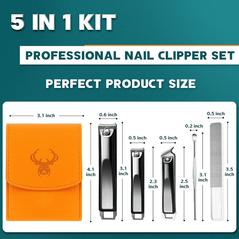 NIUTA Pro 5-in-1 Nail Clippers Set, Stainless Steel photo 2