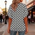 thumbnail image 4 of Sexlip Womens Short Sleeve V Neck Blouse Polka Dot Print Design Breathable Fabric Relaxed Silhouette for Casual Outings Gray XXL, 4 of 7