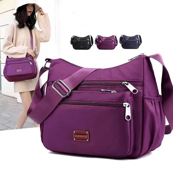 Women’s Crossbody Bag,RFID Purses for Women Fabric Nylon Multi Pocket Crossbody Bag Ladies Travel Handbag/Navy Blue