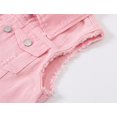 thumbnail image 4 of XINQIHANG Women's Ripped Lapel Collar Button Up Sleeveless Frayed Denim Vest Jacket, 4 of 7