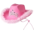 thumbnail image 4 of 3 piezas de sombrero de vaquero con estampado de vaquero rosa, gafas con forma de corazón, pañuelos de vaquero de cachemira, sombrero de vaquera, lentejuelas, Halloween, 4 of 5