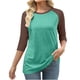 thumbnail image 1 of HongQid Long Sleeve Shirts for Women Color Block Raglan Tops Casual Crewneck Basic Tees Fall Clothes Fashion, 1 of 4